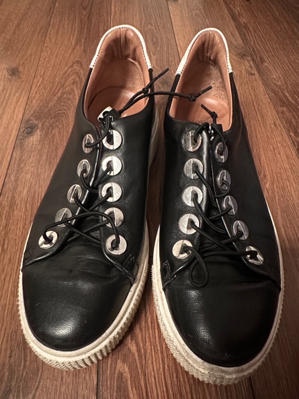 MJUS Black Leather Slip On Stella Sneakers. 37